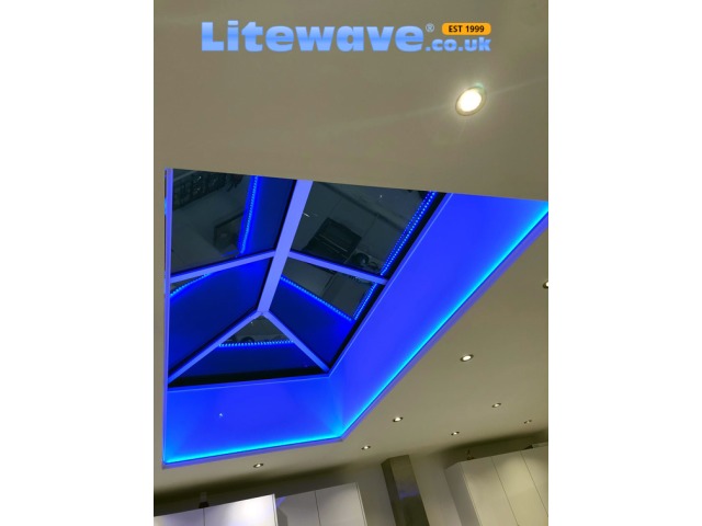 Roof Lantern with LEDs set to a deep blue colour